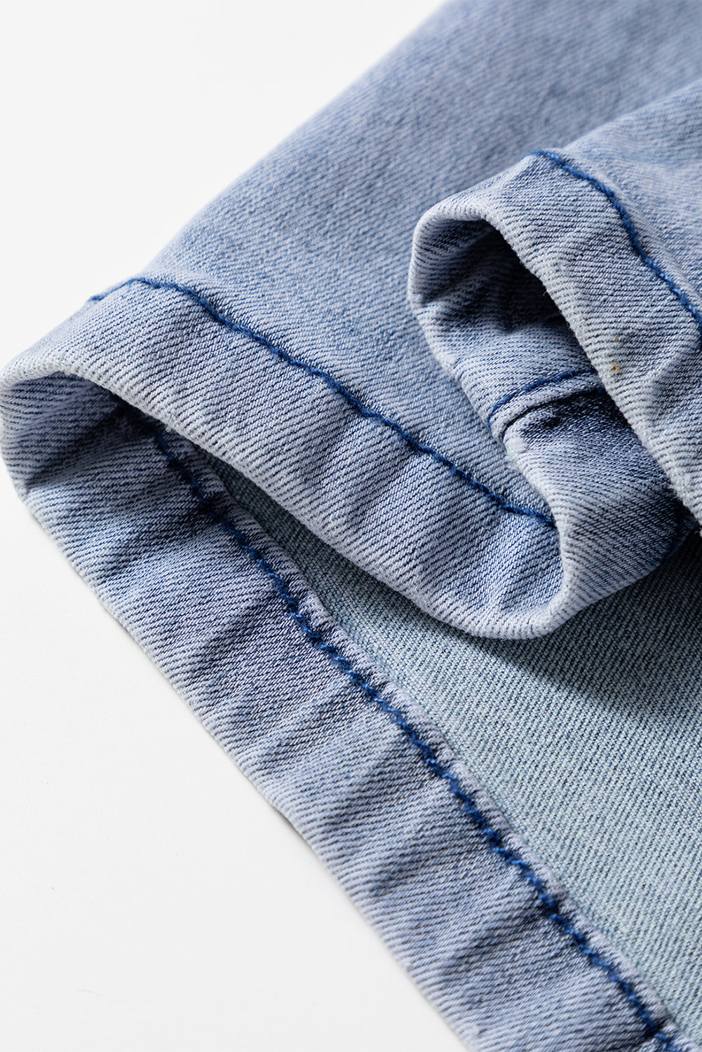 Beau Blue Button Zip High Waist Flared Hem Jeans