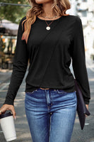 Black  Asymmetric Seam Detail Solid Color Long Sleeve Top