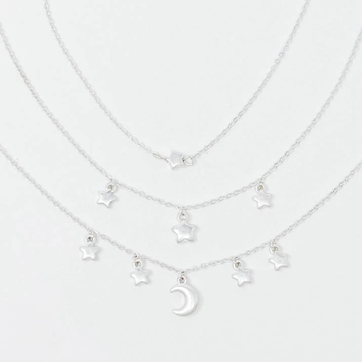 Starred Up Chain Anklet, Set of 3