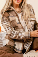 Light French Beige Flannel Plaid Patchwork Shacket