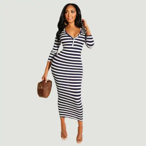 Striped Bodycon Dress Women
