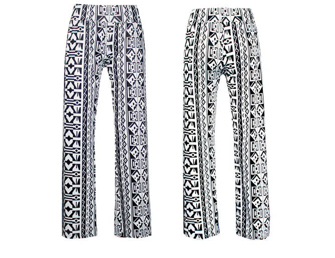 Printed Straight-Leg Long Pants
