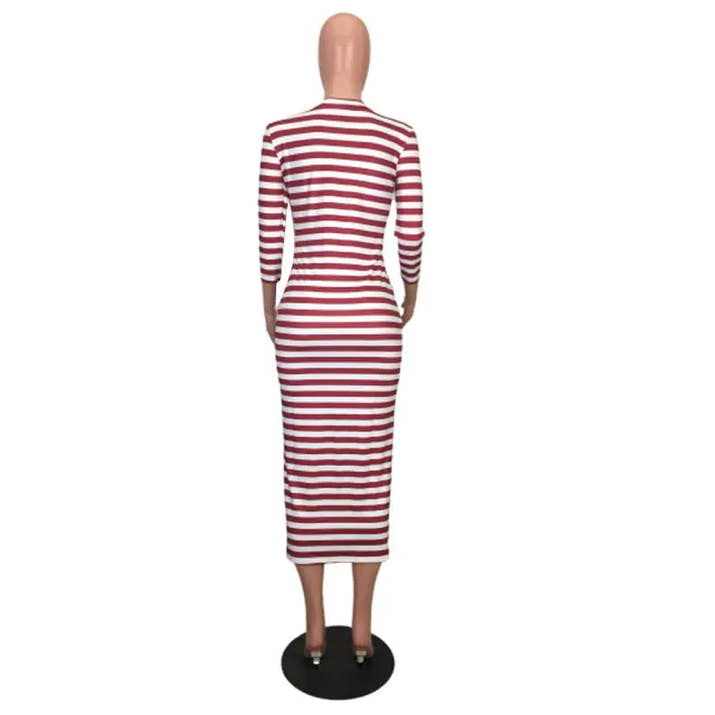 Striped Bodycon Dress Women