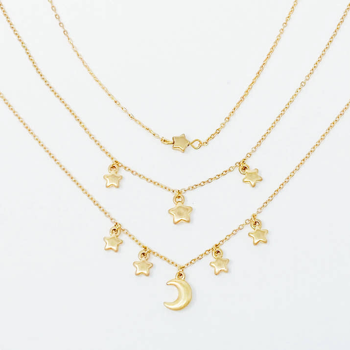 Starred Up Chain Anklet, Set of 3