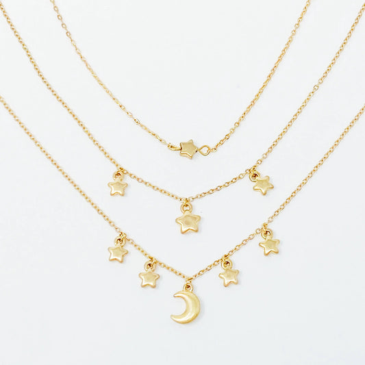 Starred Up Chain Anklet, Set of 3