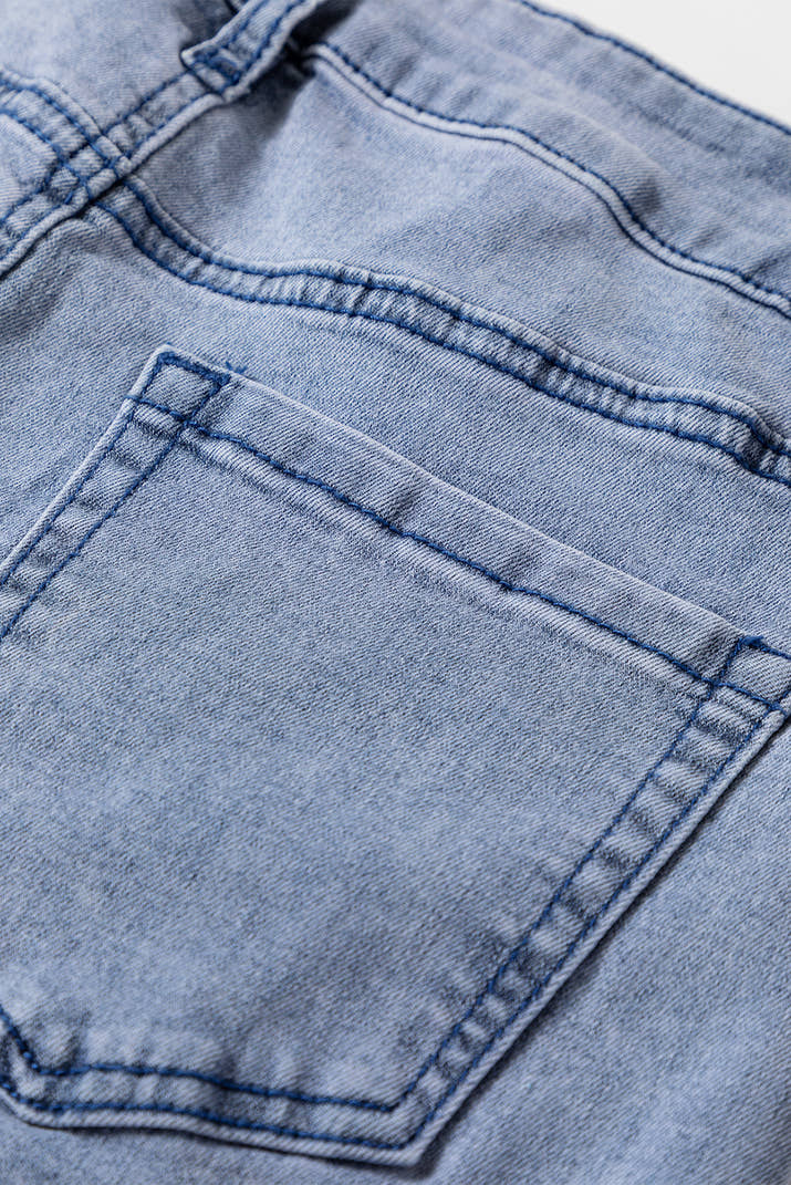 Beau Blue Button Zip High Waist Flared Hem Jeans