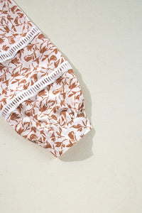 Yellow Printed Floral Print Lace Detail Puff Sleeve Shirt