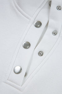 Pink Colorblock Patchwork Half Button Baggy Sweatshirt