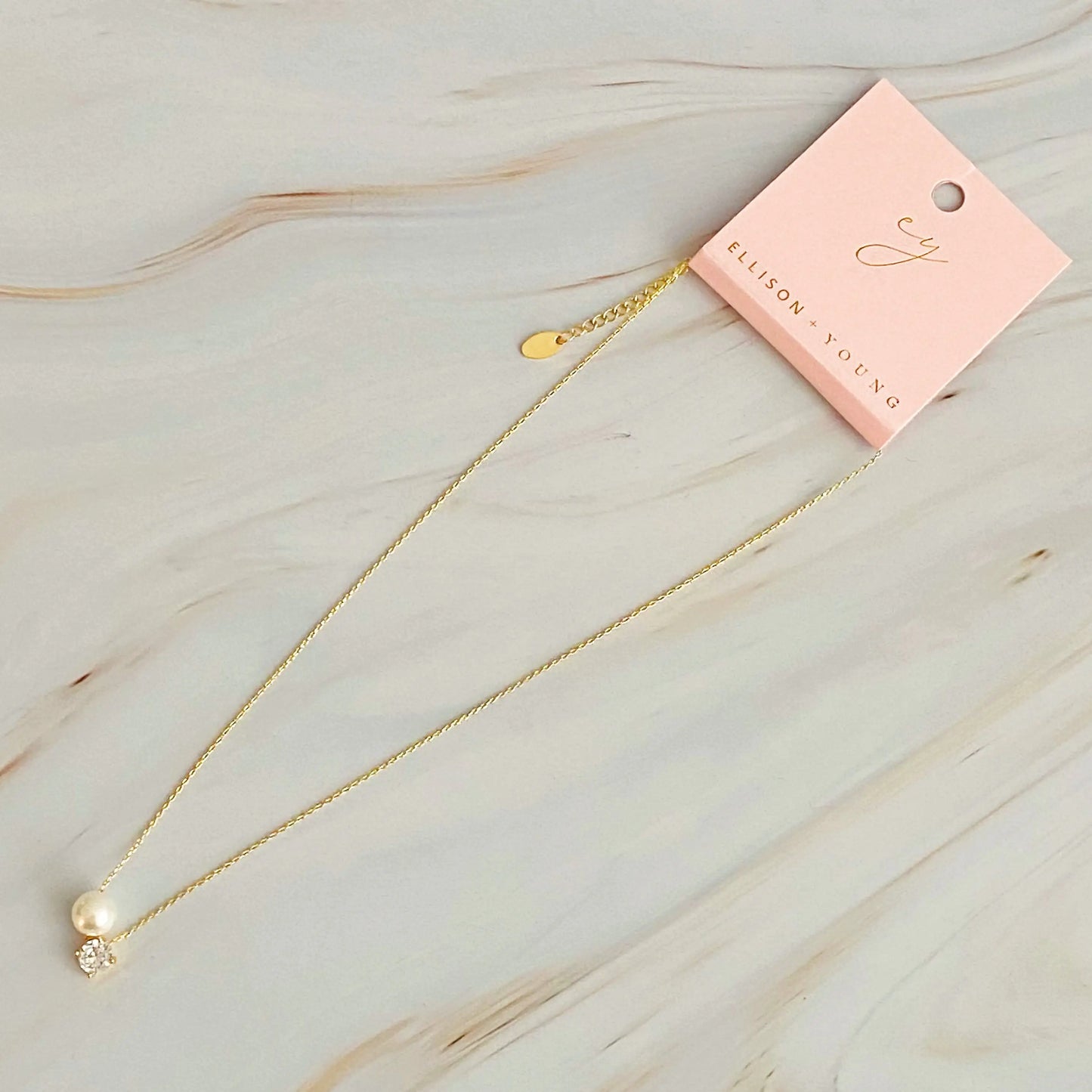 Single Pearl And Diamond Necklace