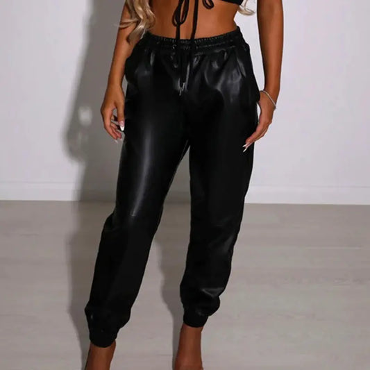 Fashionable Elastic Waist Casual Pants