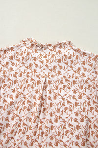 Yellow Printed Floral Print Lace Detail Puff Sleeve Shirt