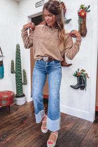 Dune saved by grace Letter Embroidery Mineral Wash Loose Sweatshirt