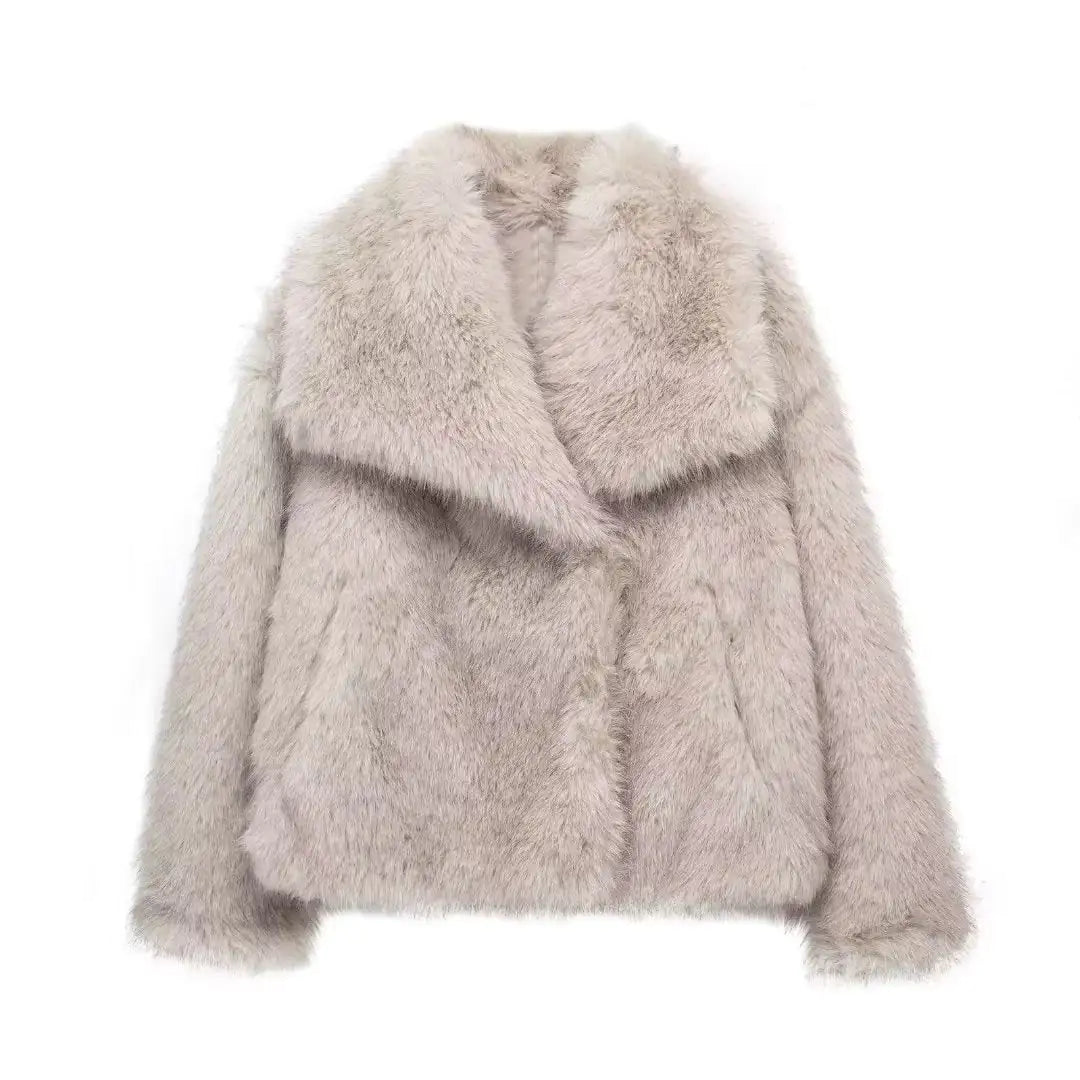 Winter Plush Coat Fashion Thicken Lapel Outwear