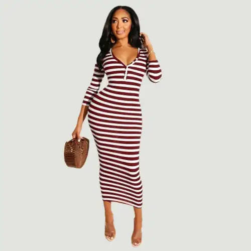 Striped Bodycon Dress Women