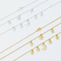 Starred Up Chain Anklet, Set of 3