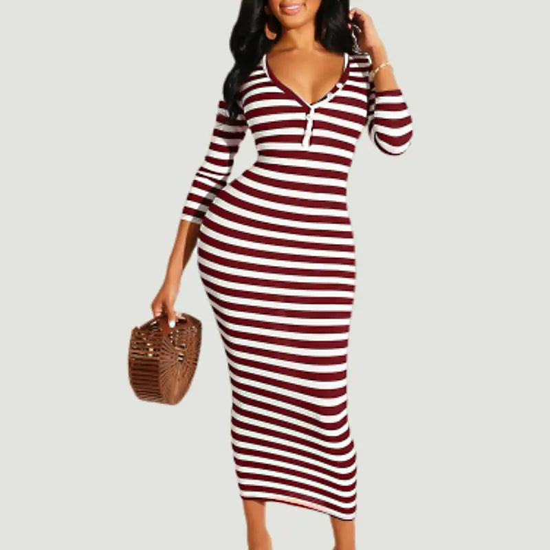 Striped Bodycon Dress Women