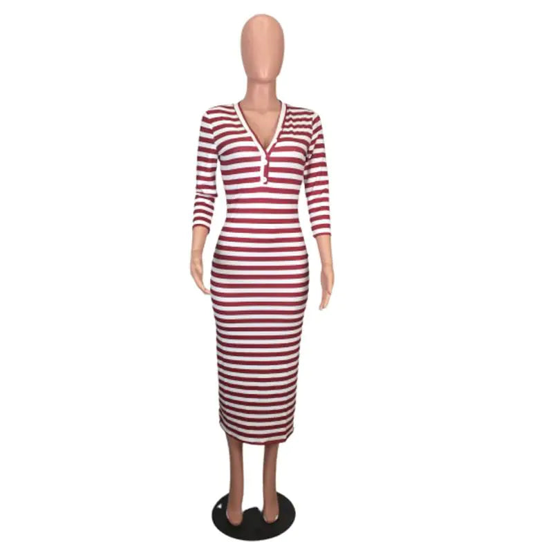 Striped Bodycon Dress Women