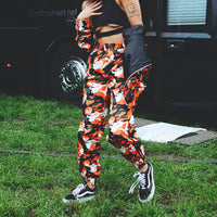 Casual Cuffed Pants, Camouflage Trousers, Drawstring Pants