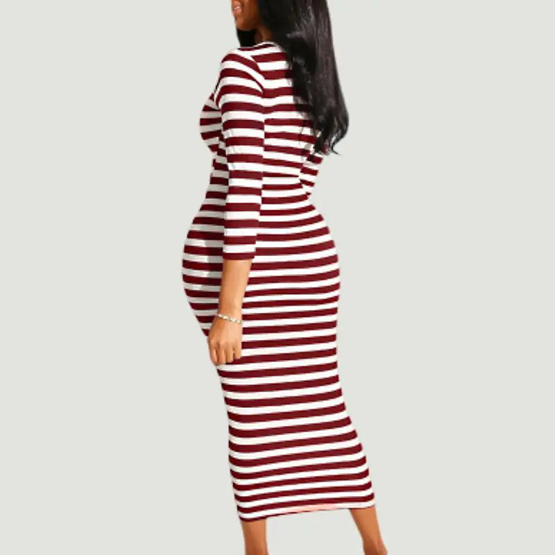 Striped Bodycon Dress Women
