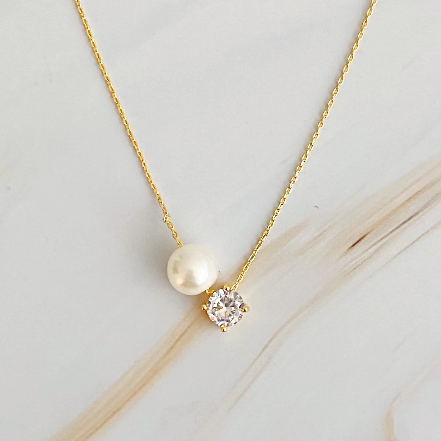 Single Pearl And Diamond Necklace
