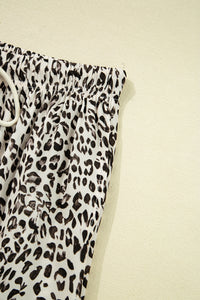 Brown Leopard Drawstring Loose Pants
