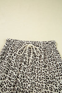 Brown Leopard Drawstring Loose Pants