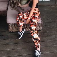 Casual Cuffed Pants, Camouflage Trousers, Drawstring Pants