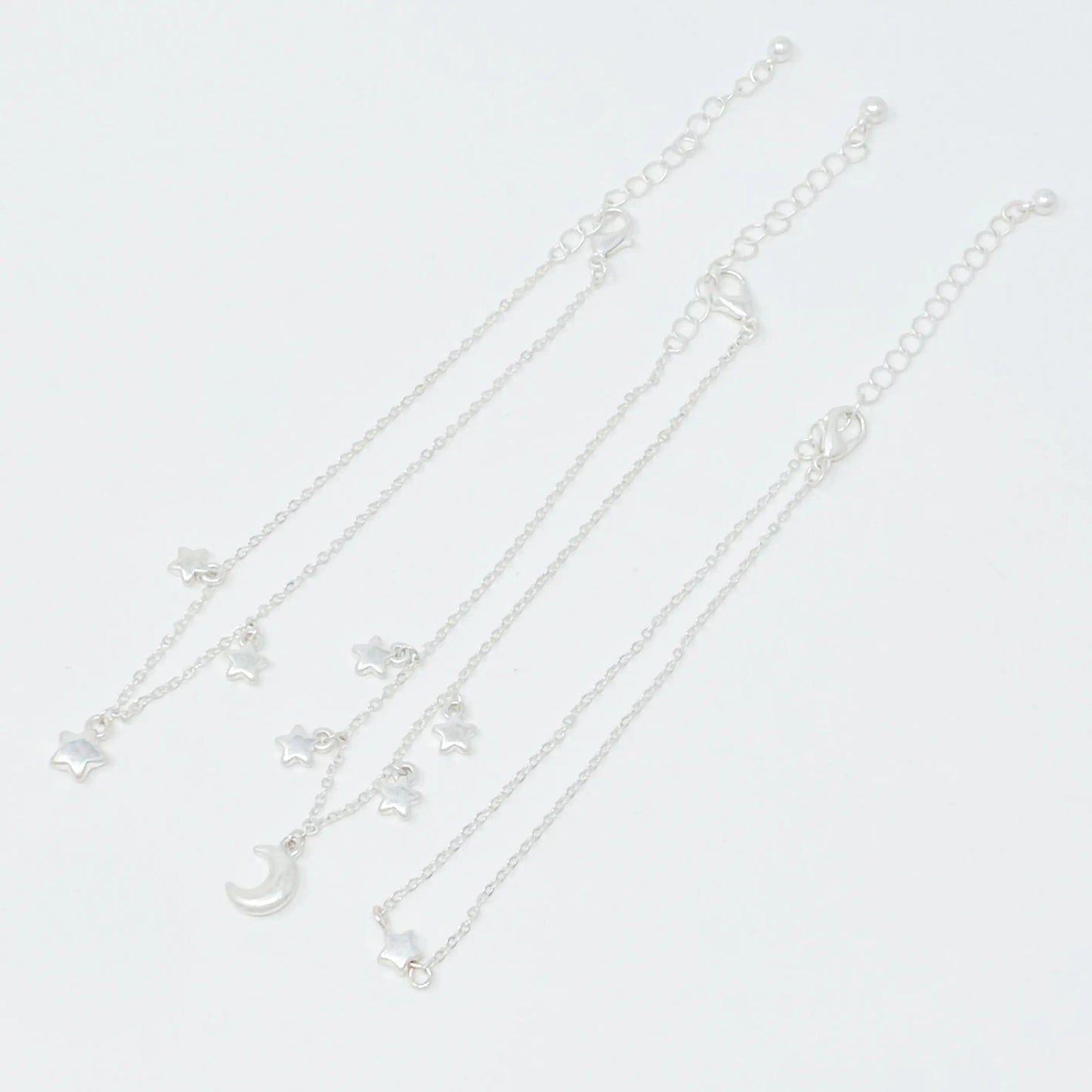 Starred Up Chain Anklet, Set of 3