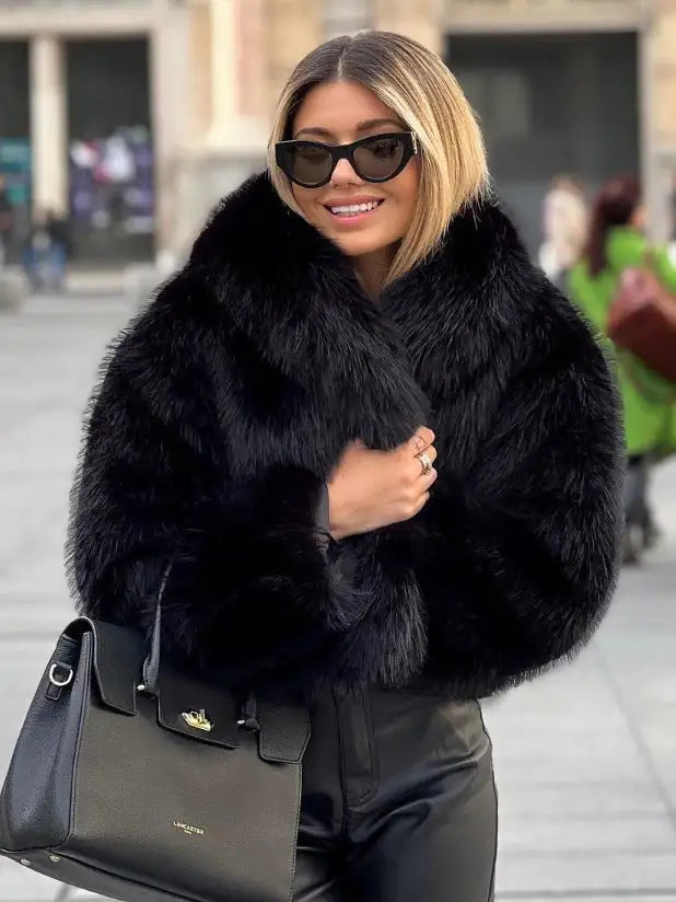 Winter Plush Coat Fashion Thicken Lapel Outwear
